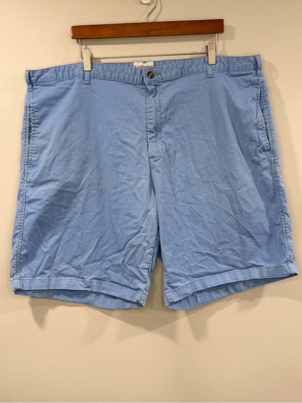 Saddlebred Mens Light Blue Flat Front Cotton Shorts Size 44W
